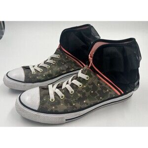 Converse Kids All-Star Block Party Camo Sneakers Sz 6 Chucks Hi-Top Ruffle Trim